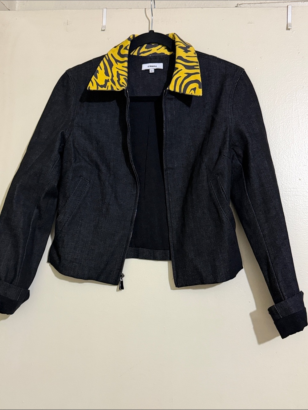 Miaou denim zebra collar jacket